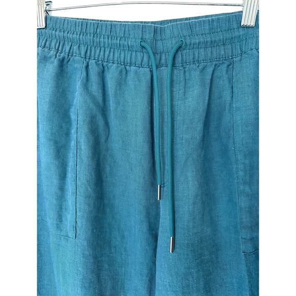 Athleta Green Relaxed Lagenlook Retreat Linen Mid Rise Wide Leg Pant Size 16 - Picture 6 of 13